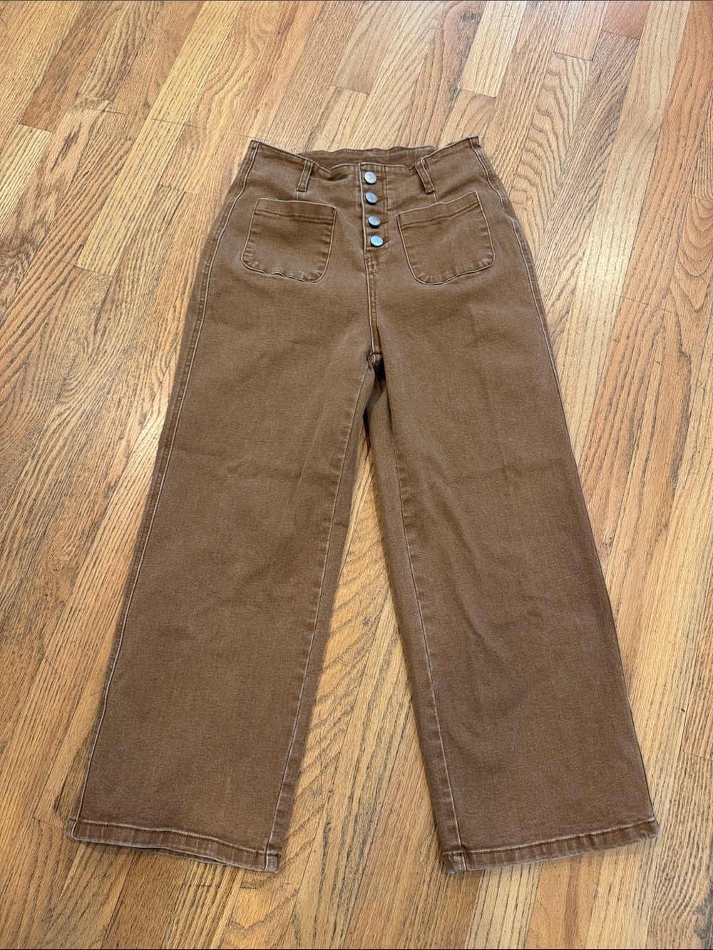 Sidefeel High-Waist Wide Leg Pants in Brown Size: 6